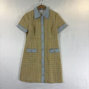 white christmas dresses Sandro // Blue & Multicolour Tweed Dress – VSP Consignment main image 1